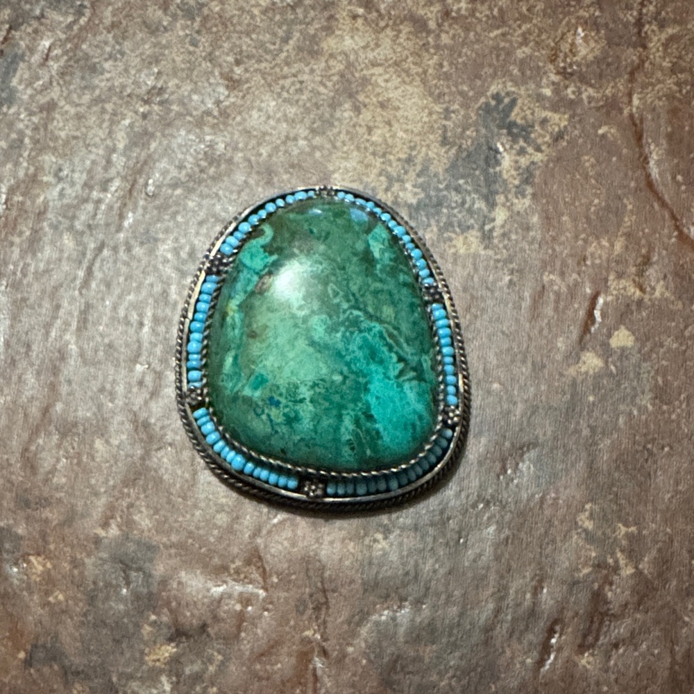 Turquoise and Silver Women's Brooch
